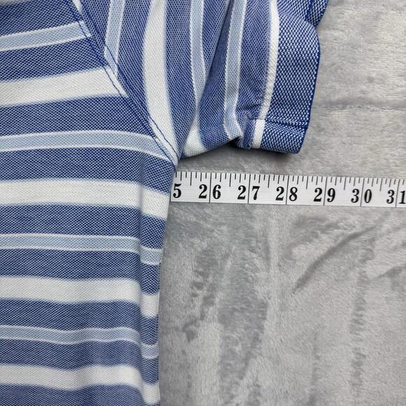 L.L. Bean Striped Polo Shirt Blue White MenXL Regular Short Sleeve Casual Cotton - Picture 8 of 8